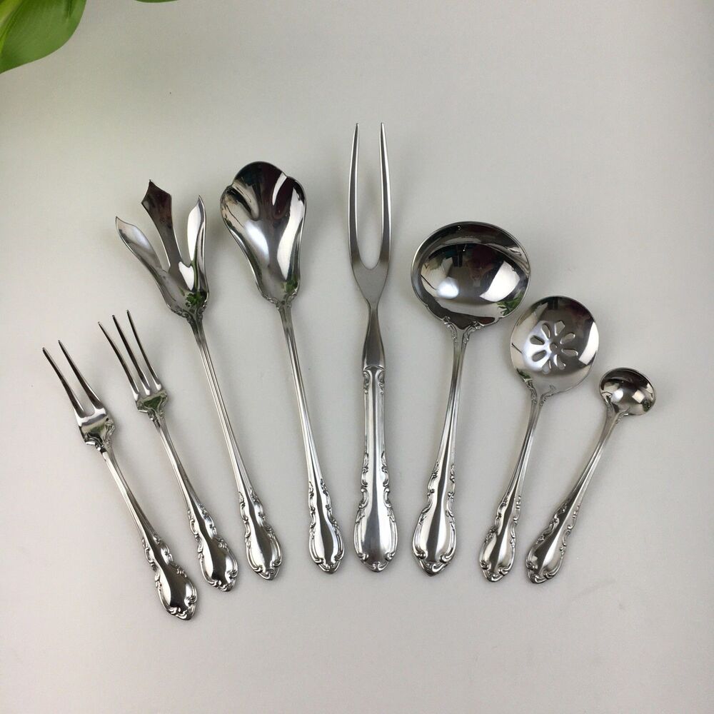 Hostess Serving Set RSVP Wimberly 18/10 Stainless Flatware Salad Set Jelly Spoon